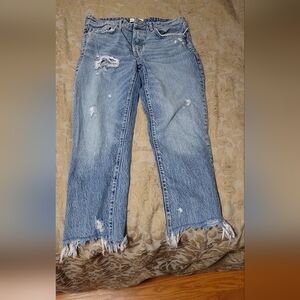 FREE PEOPLE, WE THE FREE,Distressed Blue Jeans